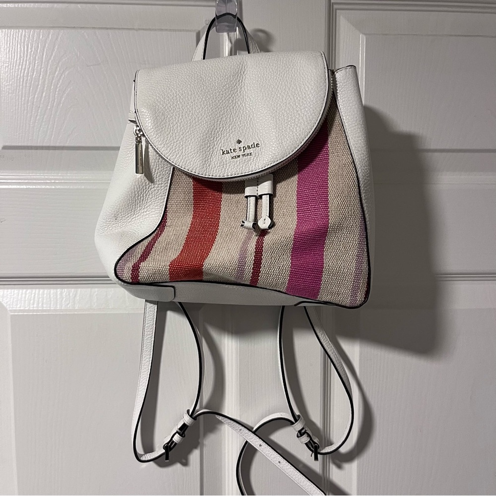 Kate Spade White and Multicolor Striped Backpack - Picture 2 of 7